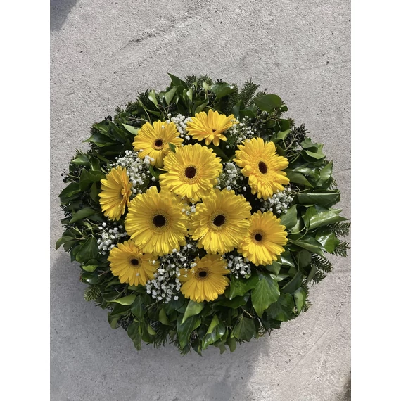 Gerbera Koszorú Ø60cm (citromsárga)